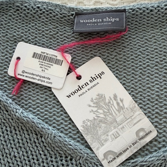 Wooden Ships V-Neck Sweater in Light Blue - Picture 3 of 5